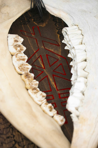 Image of Odin bindrune double elk jawbone wall hanger