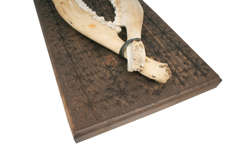 Image of veldismagn and helm of awe double elk jawbone hanger