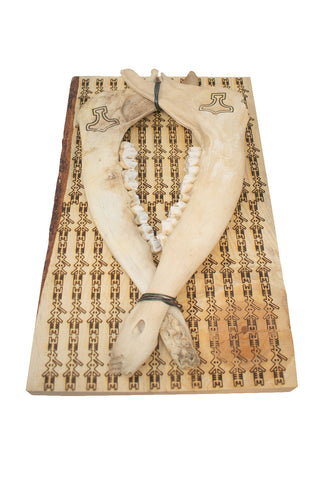 Image of mjolnir & thor bindrune double elk jawbone wall hanger