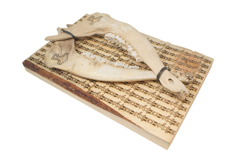 Image of mjolnir & thor bindrune double elk jawbone wall hanger