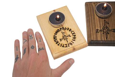 Image of Loki bindrune tealight candle holder