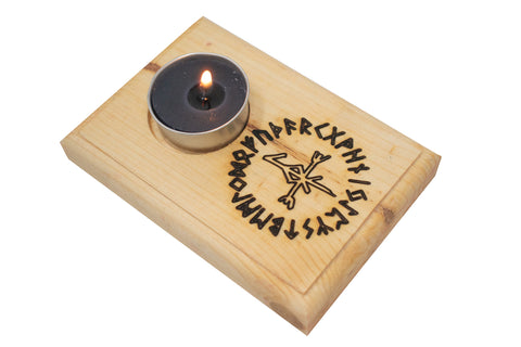 Image of Loki bindrune tealight candle holder