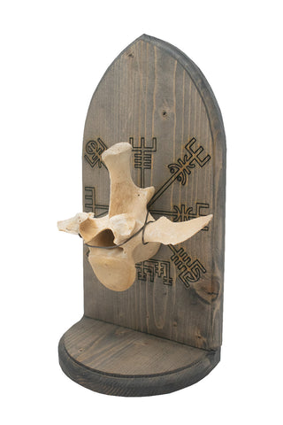 Image of vegvisir cow vertebra altar