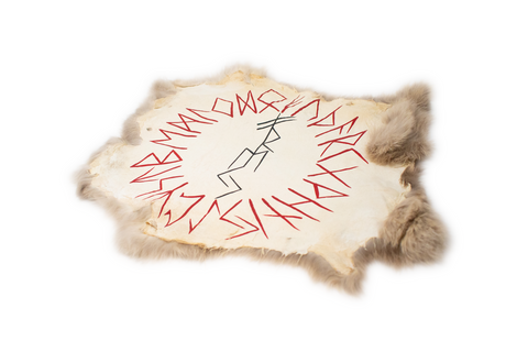 Image of Hand-Painted Freya Bindrune Rabbit Hide Altar Cloth