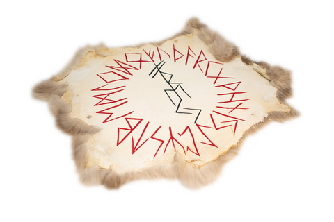 Image of Hand-Painted Freya Bindrune Rabbit Hide Altar Cloth