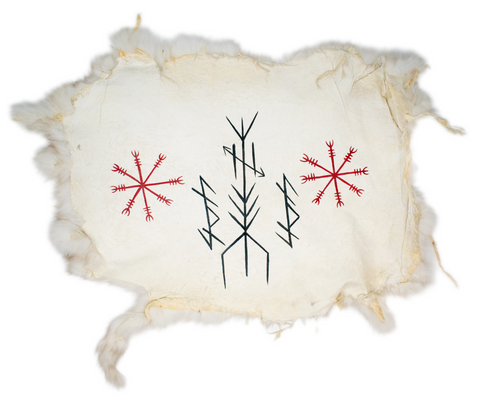 Image of protection bindrune & Ægishjálmr - rabbit hide altar cloth