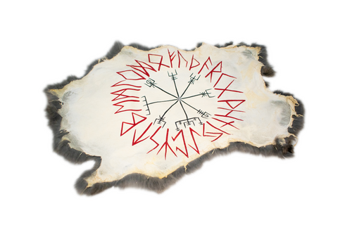 Image of Vegvisir & runic circle - rabbit hide altar cloth