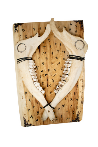 Image of runic double elk jawbone hanger