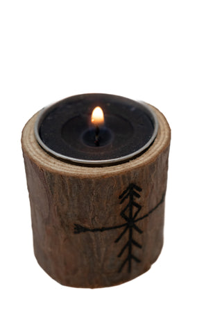 Image of Live edge home protection bindrune candle holder