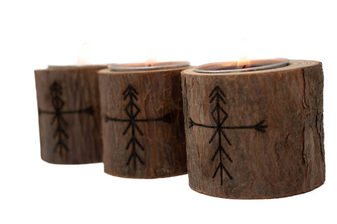 Image of Live edge home protection bindrune candle holder