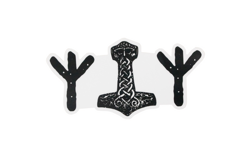 Image of algiz & mjolnir die cut sticker