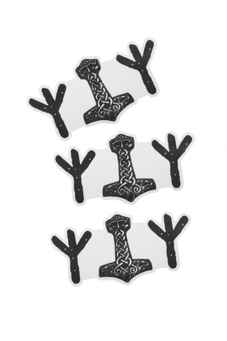 Image of algiz & mjolnir die cut sticker