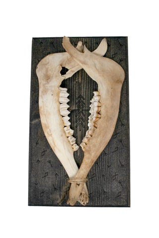 Image of home protection bindrune double elk jawbone hanger