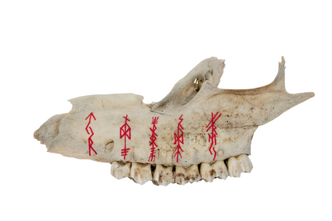 Image of painted bone talismans