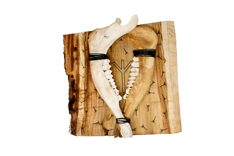 Image of Algiz double elk jawbone hanger