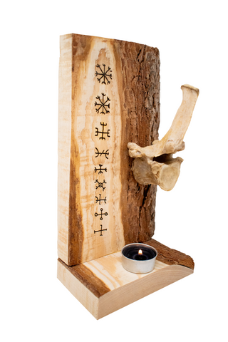 Image of 9 helms elk vertebra altar