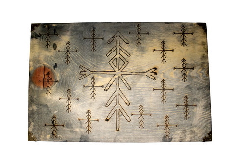 Image of Wooden Altar Table with Repeating Home Protection Bindrunes