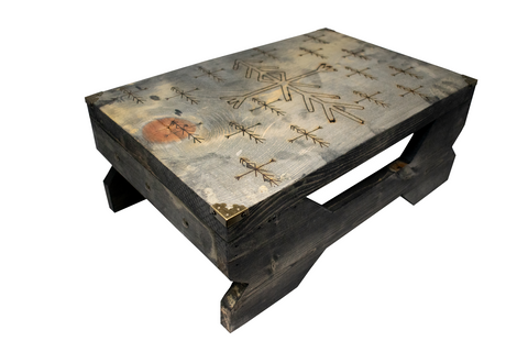 Image of Wooden Altar Table with Repeating Home Protection Bindrunes