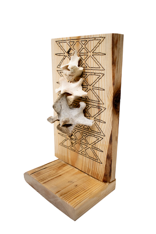 Image of Web of Wyrd and Deer Vertebra Live Edge Altar