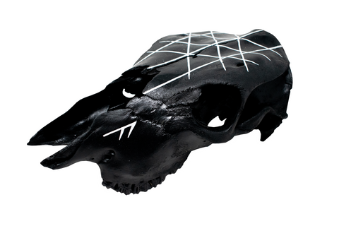 Image of Blackened Cow Skull Web of Wyrd Ritual Piece