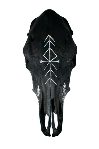 Image of Blackened Cow Skull with Home Protection Bindrune #4