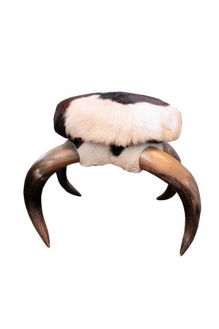 Image of Cow Horn Throne and Ottoman Set