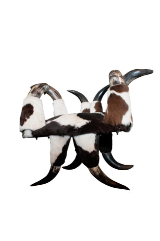 Image of Cow Horn Throne and Ottoman Set