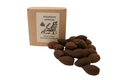 Image of Fenrir's blend back flow wood incense cones - offerings to fenrir