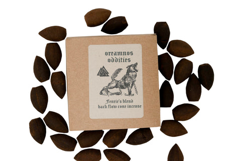 Image of Fenrir's blend back flow wood incense cones - offerings to fenrir