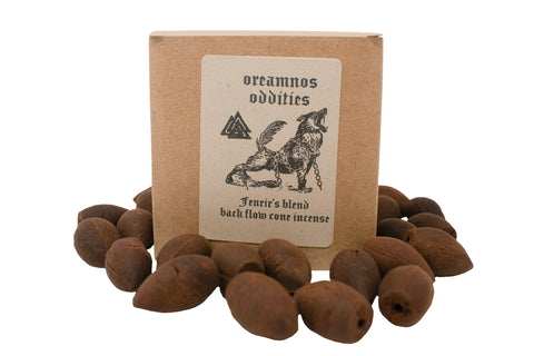 Image of Fenrir's blend back flow wood incense cones - offerings to fenrir