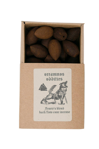 Image of Fenrir's blend back flow wood incense cones - offerings to fenrir
