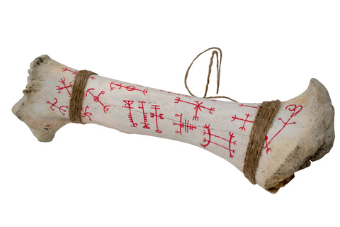 Image of Hand Painted Cow Leg Bone with Icelandic Staves