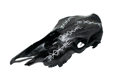 Image of Thor Bindrune Cow Skull – Repeating Invocation bindrunes for Strength and Protection