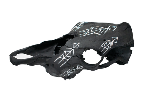 Image of Hand Painted Cow Skull with Ancestral Wisdom Bindrune