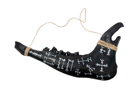 Image of Blackened Deer Jawbone with Icelandic Magical Staves