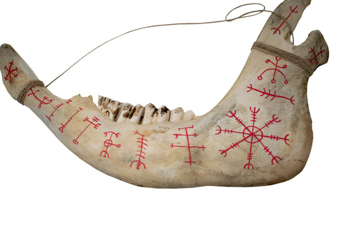 Image of Hand Painted Cow Jawbone with Icelandic Magical Staves