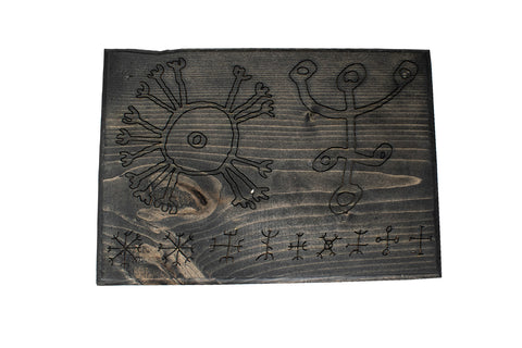 Image of Mausoleum Altar With Icelandic Magical Staves And Deer Skull