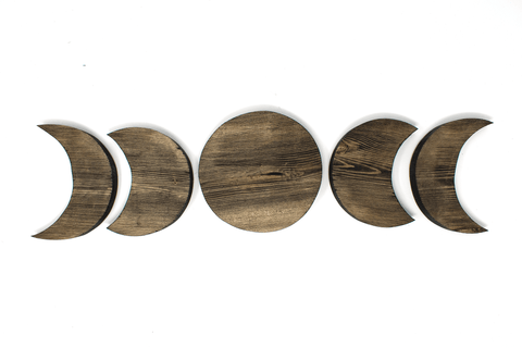 Image of pagan decor, heathen decor, viking decor, norse decor, nordic decor, witchy decor, witch decor, pagan home, viking home, heathen home, witch home, pagan wall hanger, heathen wall hanger, viking wall hanger, witch wall hanger, bindrune wall hanger, moon wall hanger, moon wall decor, moon phase wall decor, moon phase hanger