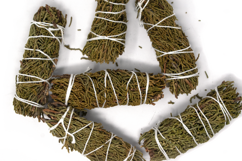 Image of Juniper smudge stick, herb bundle, smudge stick, pagan ritual tool, viking ritual tool, heathen ritual tool, pagan herbs, wiccan herbs