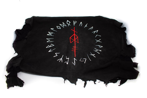 Image of pagan altar cloth, norse altar cloth, odin altar cloth, viking altar cloth, asatru altar cloth, deer hide