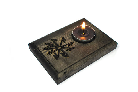 Image of pagan candle holder, viking candle holder, wiccan candle holder, witchy candle holder, norse candle holder, heathen candle holder, asatru candle holder, pagan decor, viking decor, norse decor witchy decor, witch decor
