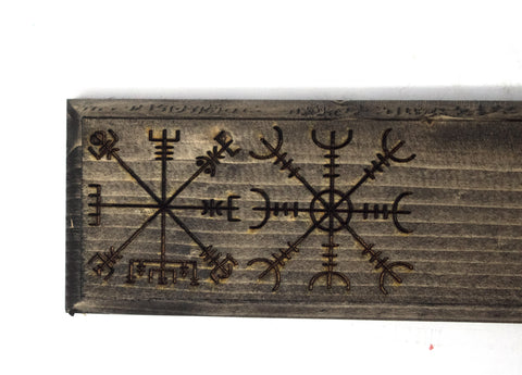 Image of pagan incense dish, helm of awe, norse incense dish, wooden incense dish, witchy incense dish, viking incense dish