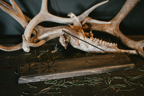 Image of pagan incense dish, helm of awe, norse incense dish, wooden incense dish, witchy incense dish, viking incense dish