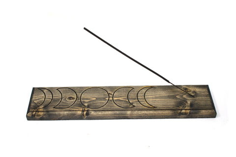 Image of pagan incense dish, moon phase, moon phase incense dish, viking incense dish, wiccan incense dish, witchy incense dish, handmade incense dish