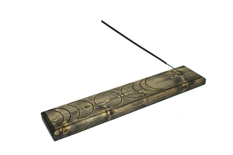 Image of pagan incense dish, moon phase, moon phase incense dish, viking incense dish, wiccan incense dish, witchy incense dish, handmade incense dish