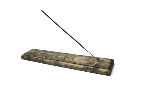 Image of pagan incense dish, moon phase, moon phase incense dish, viking incense dish, wiccan incense dish, witchy incense dish, handmade incense dish