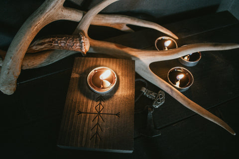 Image of Home protection bindrune tealight candle holder