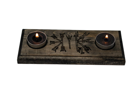 Image of Vegvisir & Helm of Awe tealight candle holder
