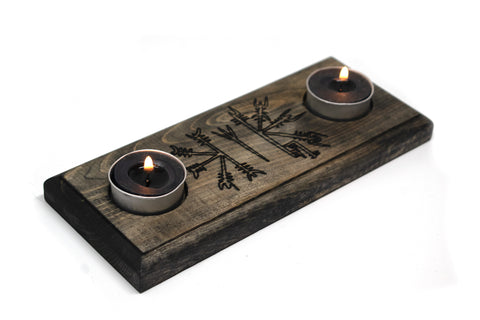 Image of Vegvisir & Helm of Awe tealight candle holder