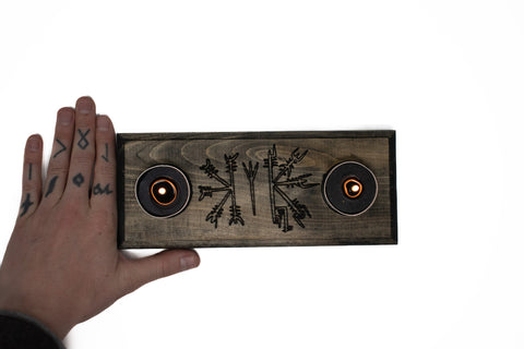 Image of Vegvisir & Helm of Awe tealight candle holder